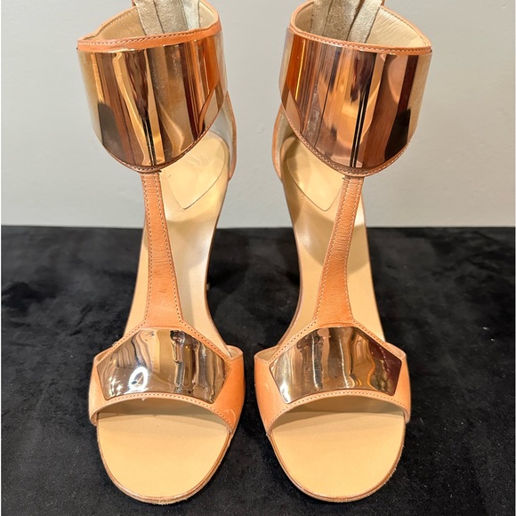 Giuseppe Zanotti Tan and Rose Gold Mirror Metal heels - Like New EU 36.5 - Picture 3 of 11